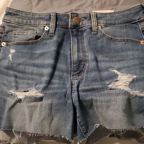 Universal Thread Pants - Blue Distressed Jean Shorts with Frayed Hem